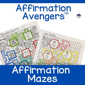 Affirmation Avengers Affirmation Mazes Classroom Activity SEL Support, Self-Esteem, & Self-Love