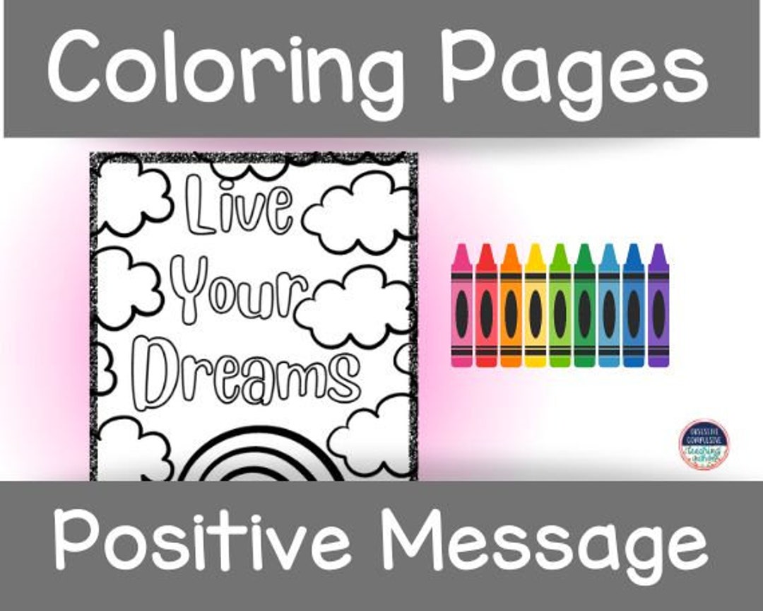 Message Note Coloring Positive Message Coloring Sheets - Etsy