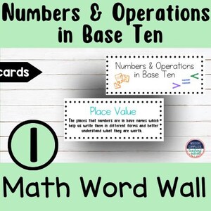 1st Grade Math Word Wall Numbers and Operations in Base Ten- Vocabulary Cards