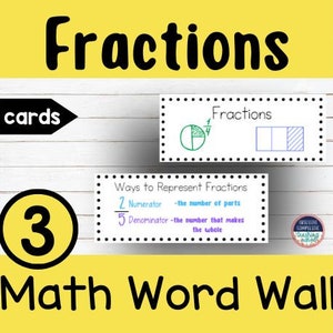 3rd Grade Math Word Wall Fractions- Vocabulary Cards