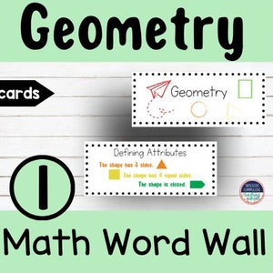 1st Grade Math Word Wall Geometry- Vocabulary Cards