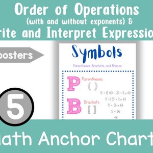 5th Grade Math Anchor Charts Order of Operations