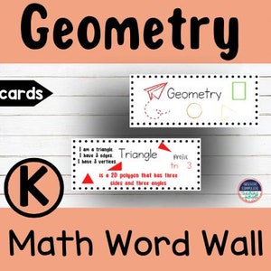 Kindergarten Math Word Wall Geometry -Vocabulary Cards