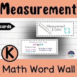 Kindergarten Math Word Wall Measurement- Vocabulary Cards
