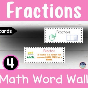4th Grade Math Word Wall Fractions- Vocabulary Cards