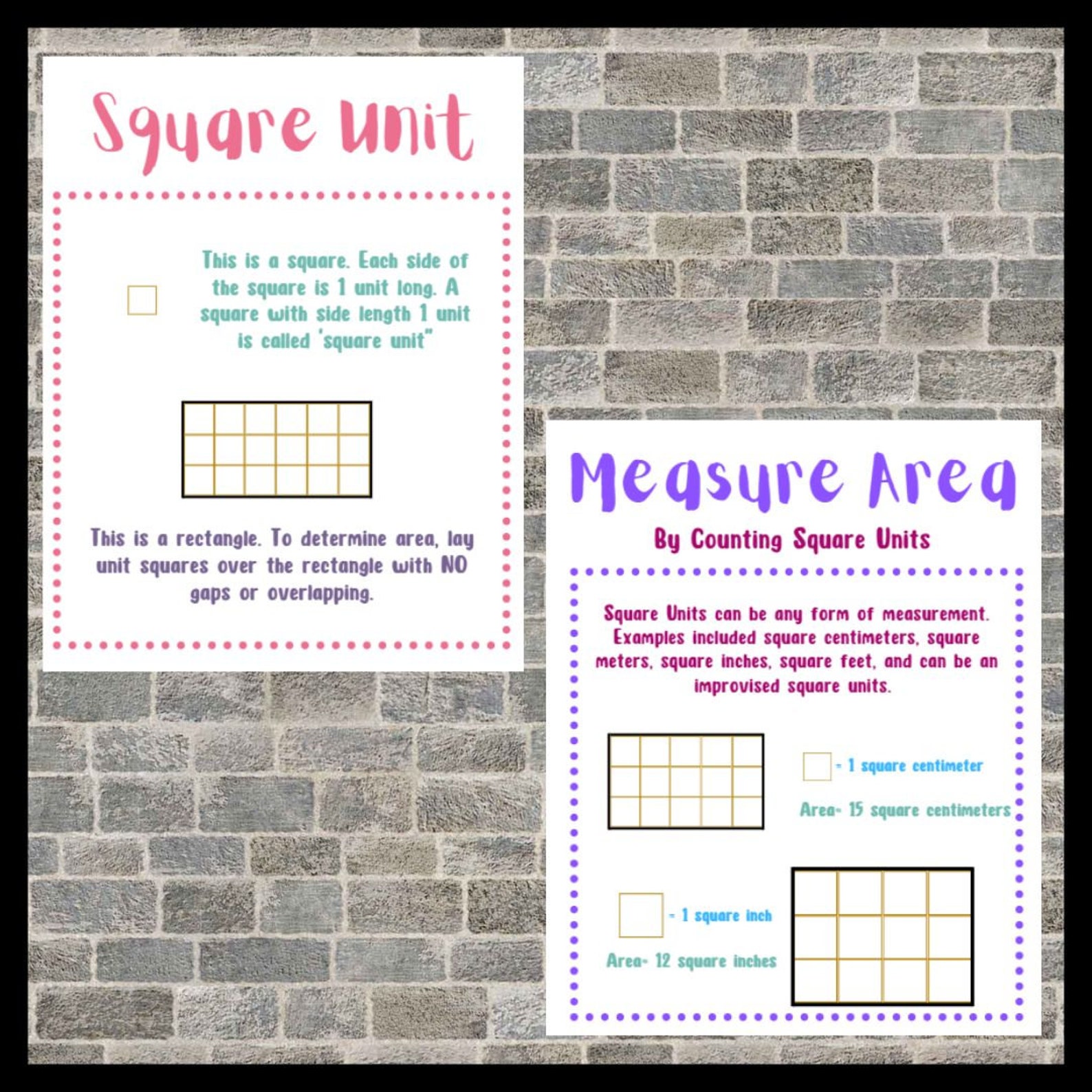 3rd Grade Math Anchor Charts Area - Etsy