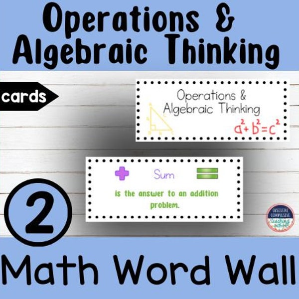2nd Grade Math Word Wall Operations and Algebraic Thinking- Vocabulary Cards