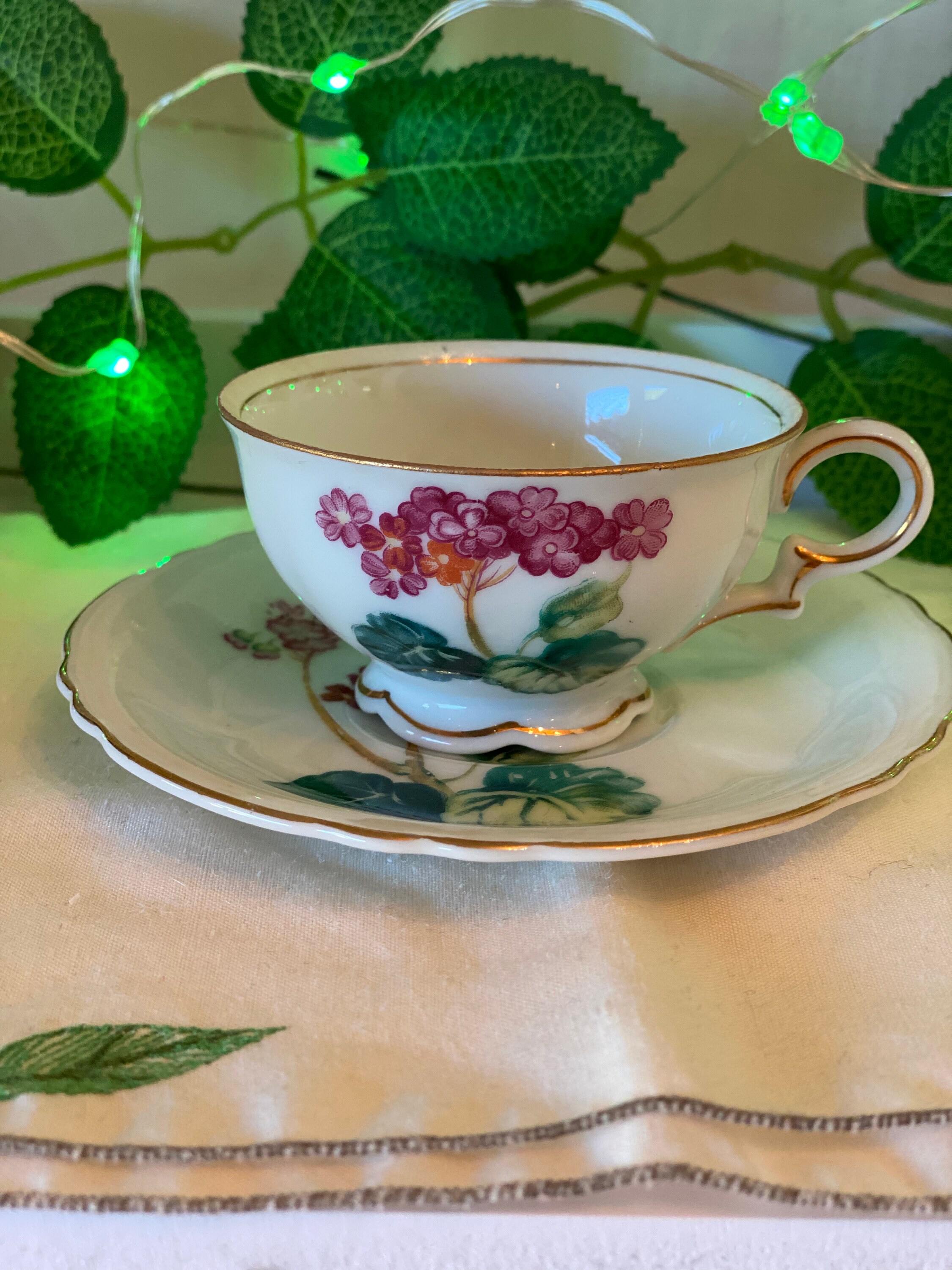 SGK China Tea Cup and Saucer Cherry Blossom Floral “made in