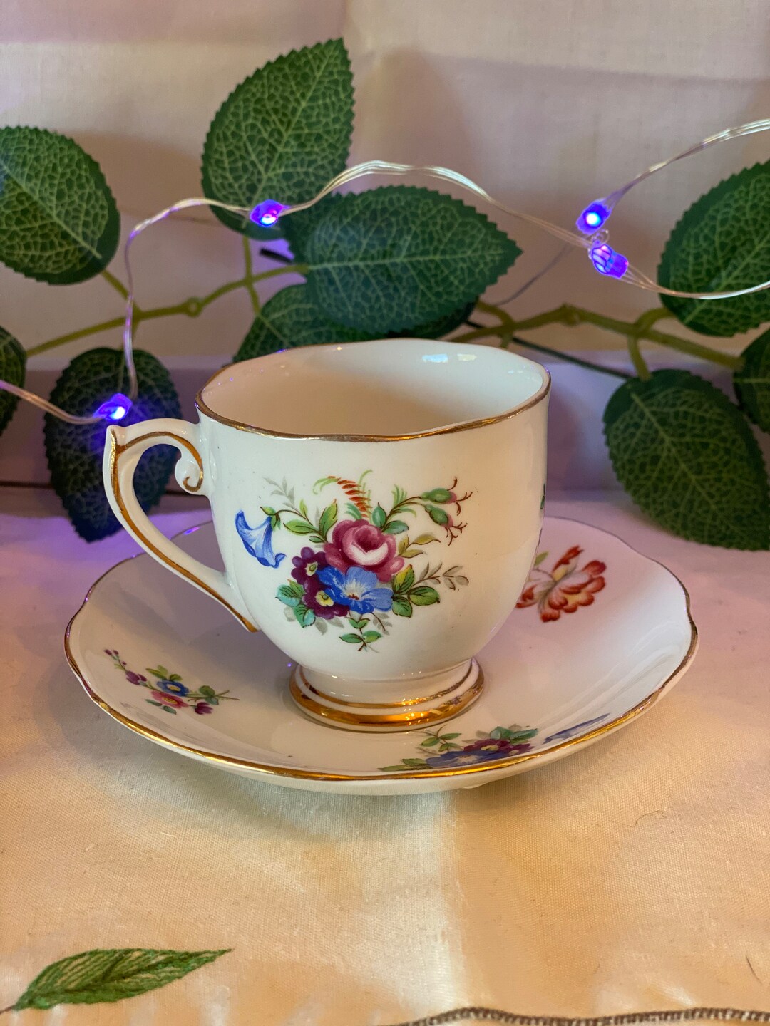 Roslyn Fine Bone China Minuet Cup & Saucer Made in England Etsy
