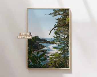 Descarga digital / Fotografía de pared con imágenes de la isla de Vancouver en tonos azules y verdes, descarga instantánea, póster de Ucluelet Tofino, Columbia Británica
