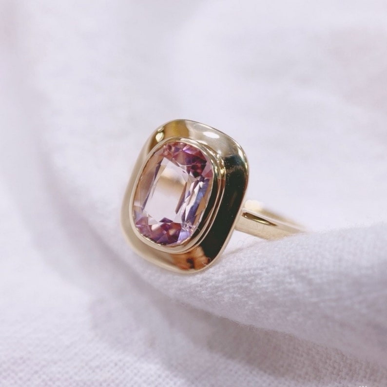 Genuine Pink Tourmaline Ring/18k Solid Gold Oval Tourmaline Engagement ...