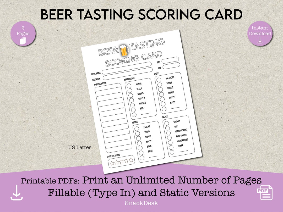 Beer Tasting Scoring Cards Printable Beer Tasting Scorecards Etsy