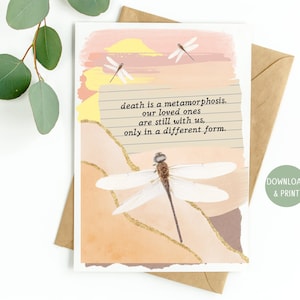 Afdrukbare sympathiekaart, condoleancekaart, afdrukbare verdrietkaart, genezing na verlies, rouwkaart, verlies van geliefde, Dragonfly Card