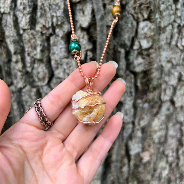 Fairy Rock Necklace | Malachite | Tiger's Eye | Grounding Jewelry | Protection Crystals