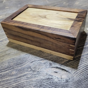 Walnut Keepsake Box, Hardwood Sliding Lid, Velvet Lining