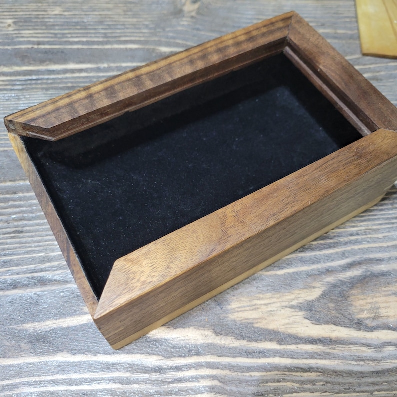 Walnut Keepsake Box, Hardwood Sliding Lid, Velvet Lining - Etsy