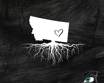 Montana with Roots and Heart, Car Truck Decal Sticker