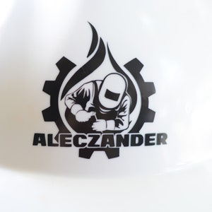 Sticker aangepaste naam lasser veiligheidshelm