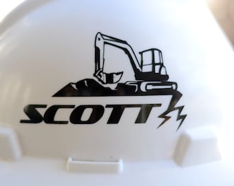Custom Name Hardhat Decal Sticker Underground Lineman Excavator