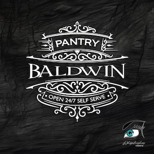 Customizable Pantry Door Decal Sticker Label, Vintage Look