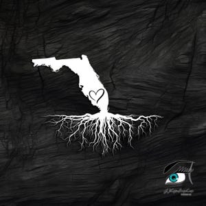 Adesivo per auto e camion, Florida con radici e cuore