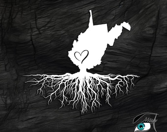 West Virginia with Roots and Heart, Car Truck Decal Sticker