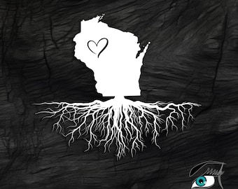 Wisconsin with Roots and Heart, Car Truck Decal Sticker