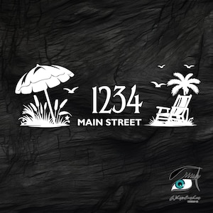 Custom Mailbox Decal: Beach Palm Tree & Address Numbers