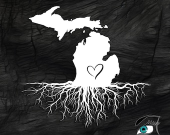 Michigan with Roots and Heart, Car Truck Decal Sticker