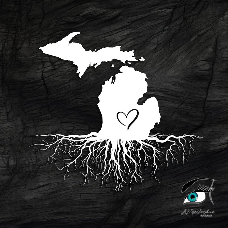 Michigan Roots Vector Michigan With Roots and Heart, Car Truck Decal Sticker - Etsy