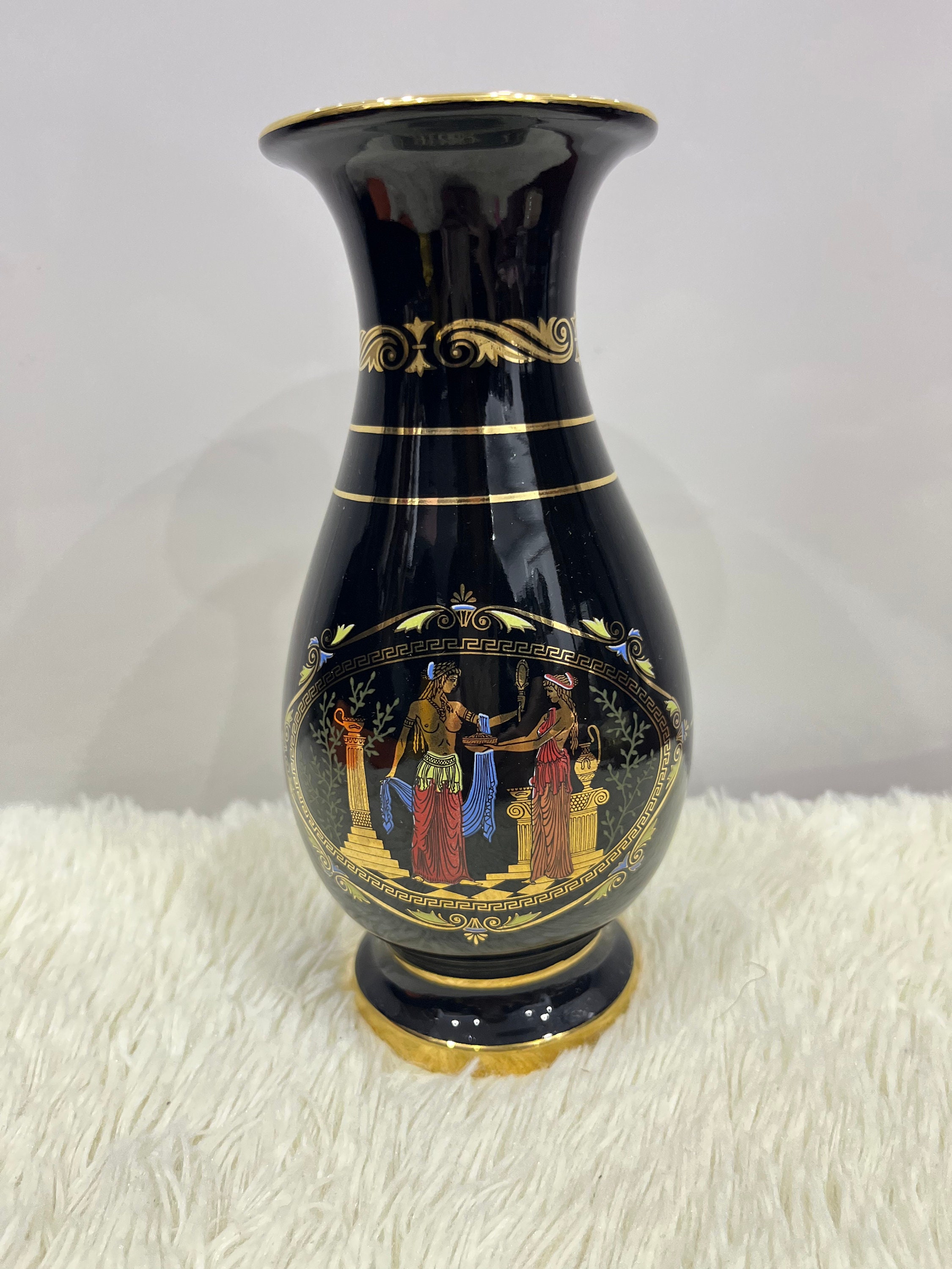 ギリシャハンドメイド陶器　24K 金彩　花瓶 ギリシャハンドメイド陶器 24K 金彩 花瓶 ギリシャ製