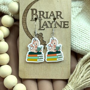 Dragon Earrings | Books and Dragon Earrings | Fairytale Earrings | Book Earrings | Storybook Earrings| Baby Dragon Earrings|Bookish Earrings