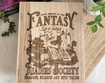 Fantasy Readers Society |  Bookmark Box | Bookmark Holder | Wooden Book Box | Bookmark Storage Box | Fantasy Box | Fantasy Lover