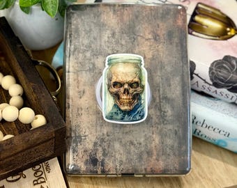 Skull In Jar Magnetic Kindle Grip | Skull Kindle Accessories | Halloween Kindle Accessories | Halloween Magnetic Reading Phone Grip|