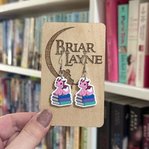 Dragon Earrings | Books and Dragon Earrings | Fairytale Earrings | Book Earrings | Storybook Earrings| Baby Dragon Earrings|Bookish Earrings