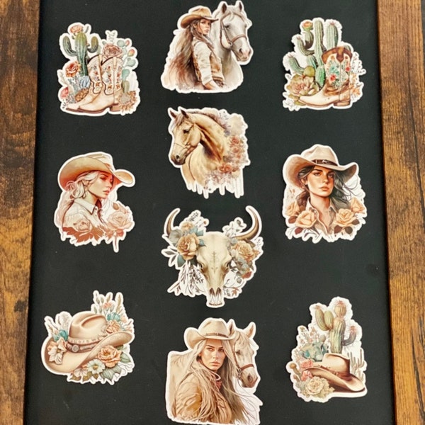 Vinyl Waterproof Western Cowgirl Stickers | Vintage Western Stickers | Country Stickers | Cowgirl Stickers | Southwestern Sticker