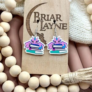 Dragon Earrings | Books and Dragon Earrings | Fairytale Earrings | Book Earrings | Storybook Earrings| Baby Dragon Earrings|Bookish Earrings