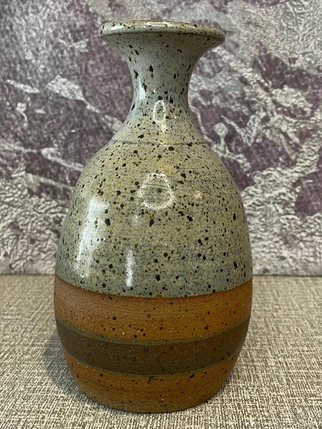 Vintage Pottery Bud Vase | Hand Made Brown Blue Glazed Artist Signed ...