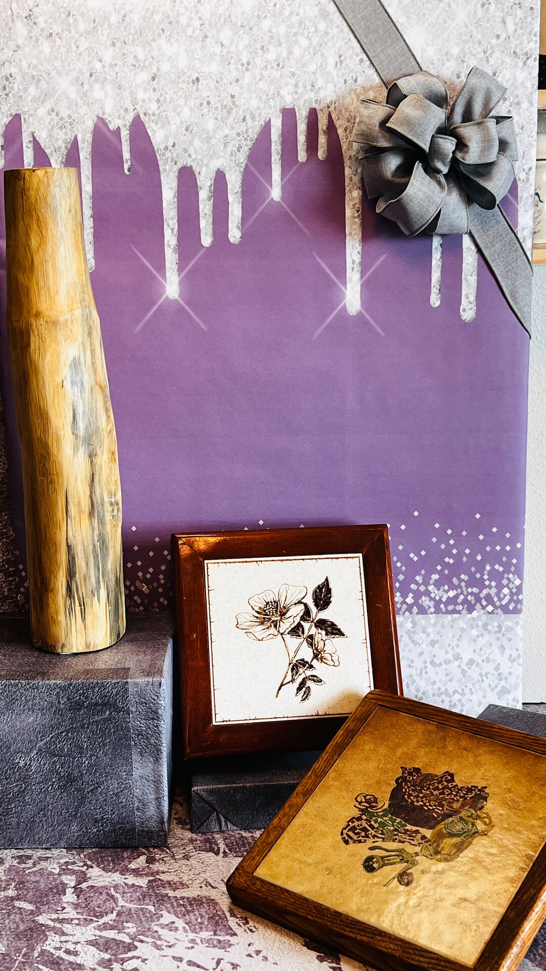 Wood Framed floral Ceramic Tile Hot Pad/ Trivet Wood Framed Etsy