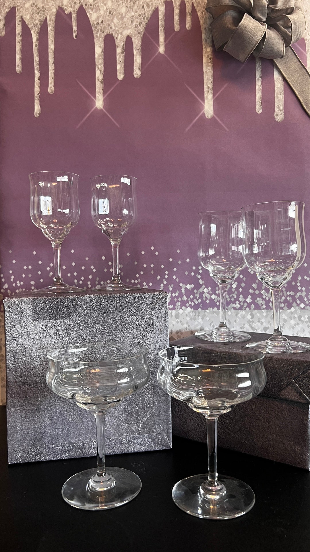 Baccarat Capri Optic Claret Wine Glass, Six Inch Tall Lead Crystal Wine