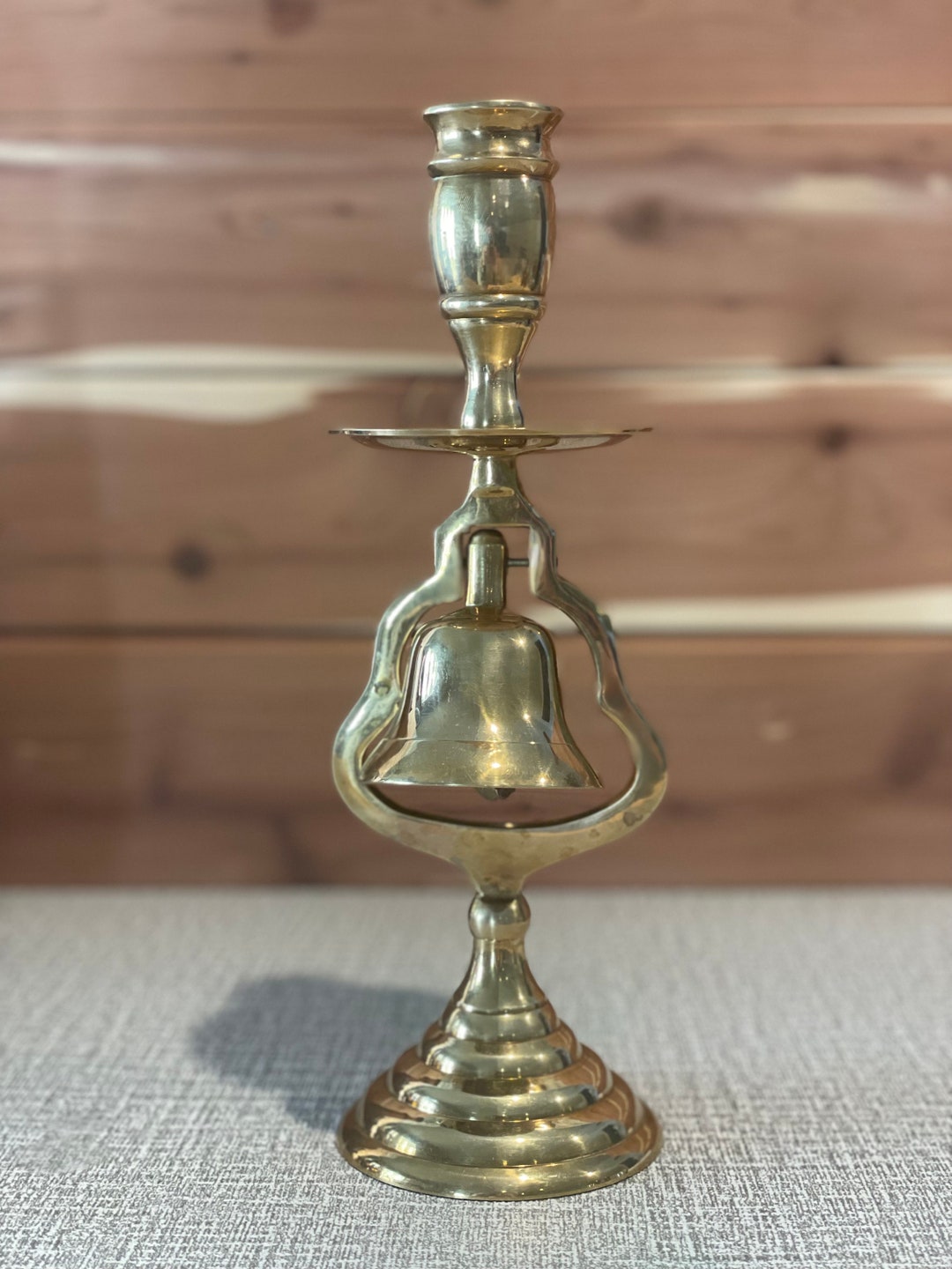 Vintage Brass Tavern Bell Candle Holder Made in India Etsy