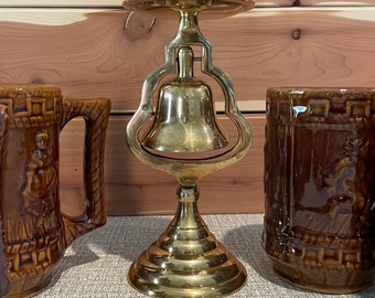 Vintage Brass Tavern Bell Candle Holder, Made in India | Vintage Brass Tavern Bell