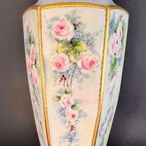 Antique Limoges Vase | Hand Painted Porcelain Limoges Vase | Antique Floral Limoges - Artist Signed, Dated 1916