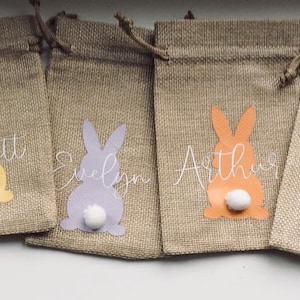 Personalised Easter Bunny Jute Gift Bag | Hessian Easter Gifts