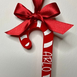 Personalised Candy Cane Bow Bauble