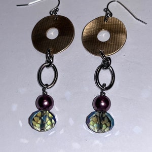 Recycled Cymbal Jewelry Dangle Earrings - bell chime