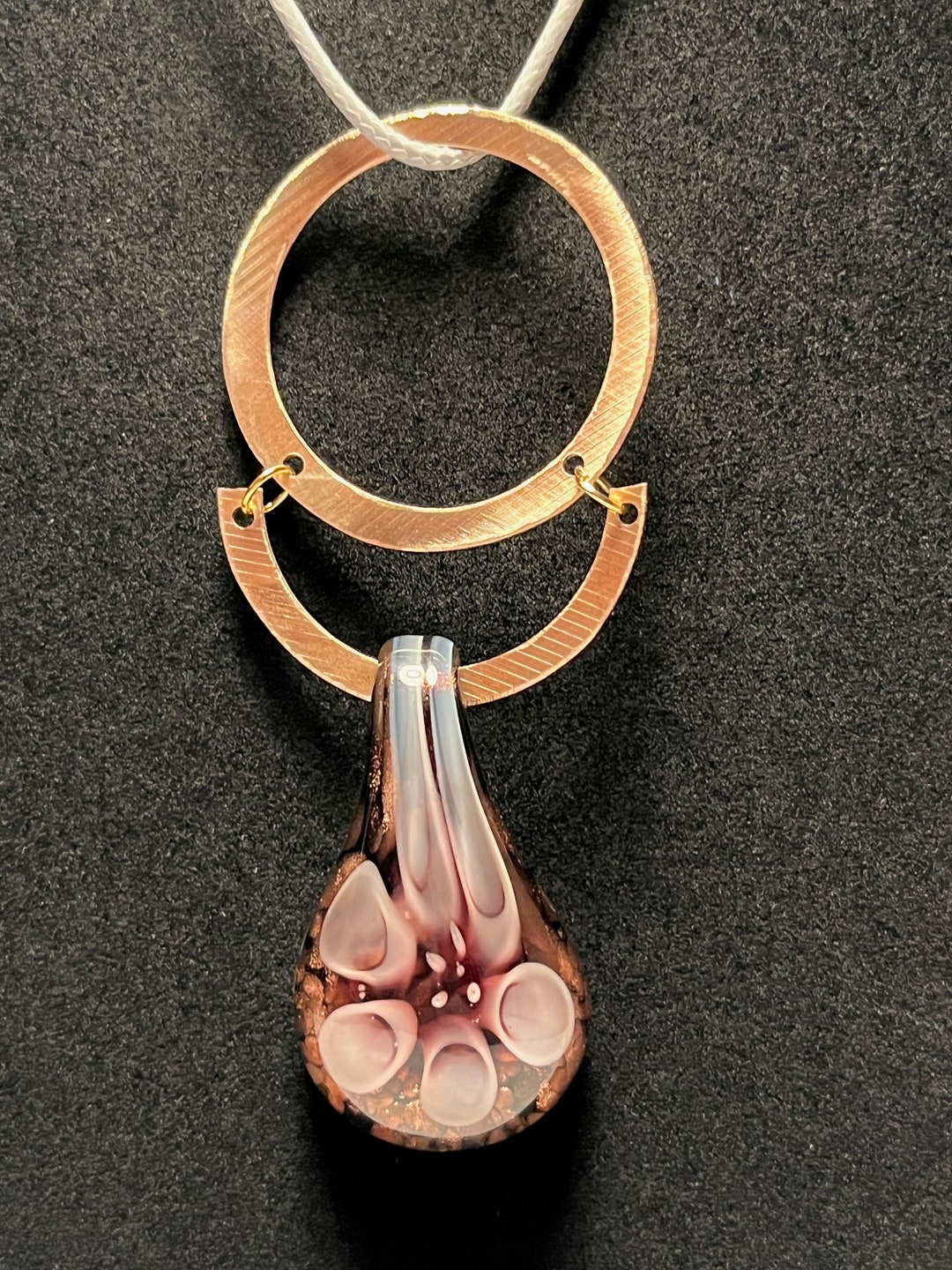 Recycled Cymbal Jewelry Necklace Glass Flower Etsy