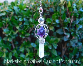 AMETHYST QUARTZ GEMSTONE Merkaba Star Pendulum with Energy Clearing Tutorial