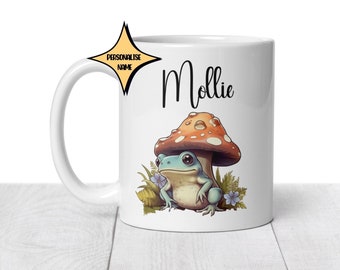 Toad Mug, Frog Gift for Her, Cute Frog Cup, Road Lover Gift, Coffee Mug, Personalised Name Mug Girlfriend mug, mug for her,