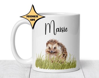Hedgehog Mug, Hedgehog Gift for Her, Cute Hedgehog Cup, Hedgehog Lover Gift, Coffee Mug, Personalised Name Mug